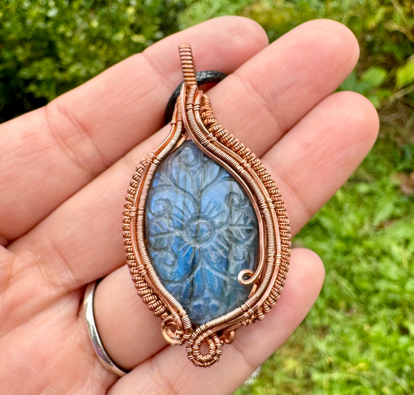 Carved Labradorite in Copper