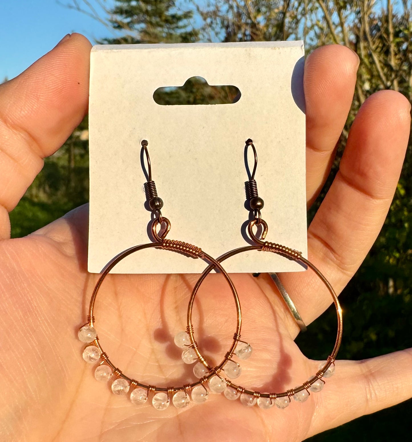 Quartz Copper Hoops