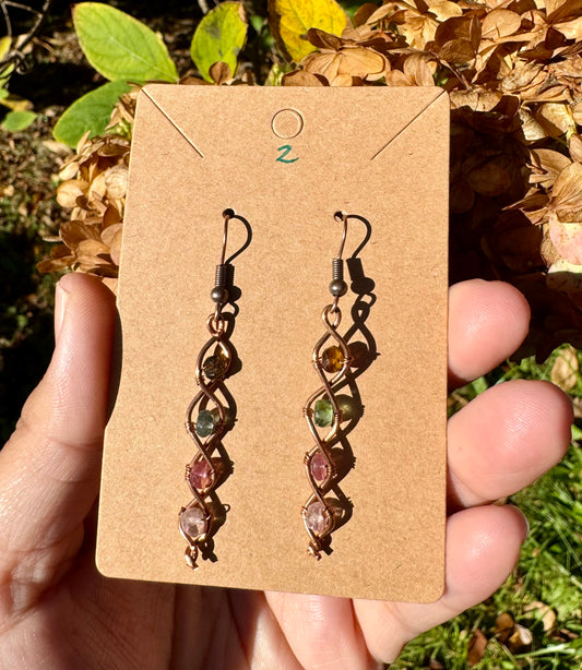 Tourmaline Earrings in Copper 2