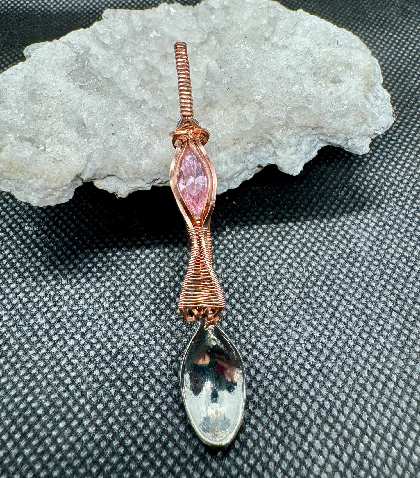 Pink Cubic Zircona Spoon Pendent