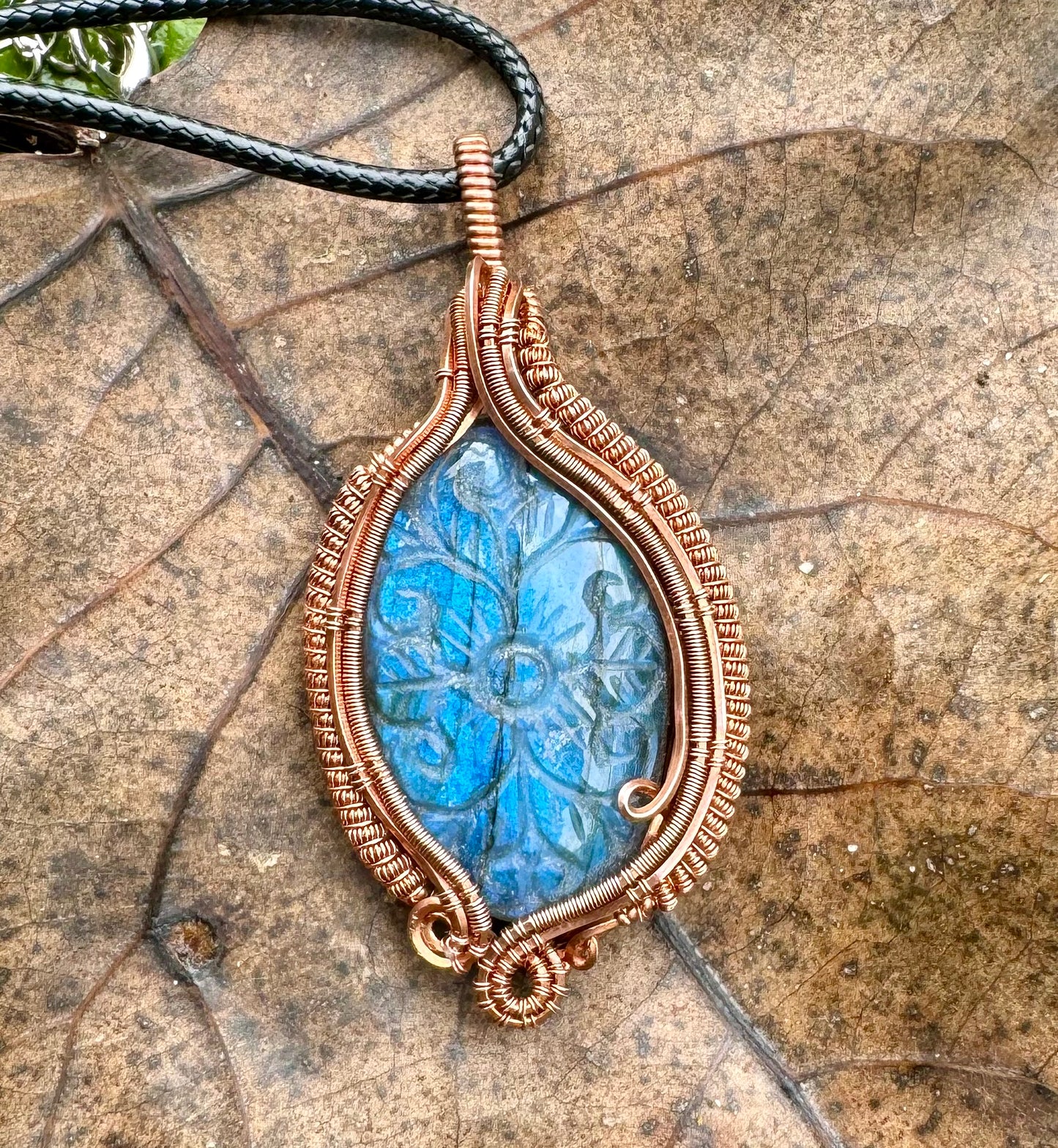 Carved Labradorite in Copper