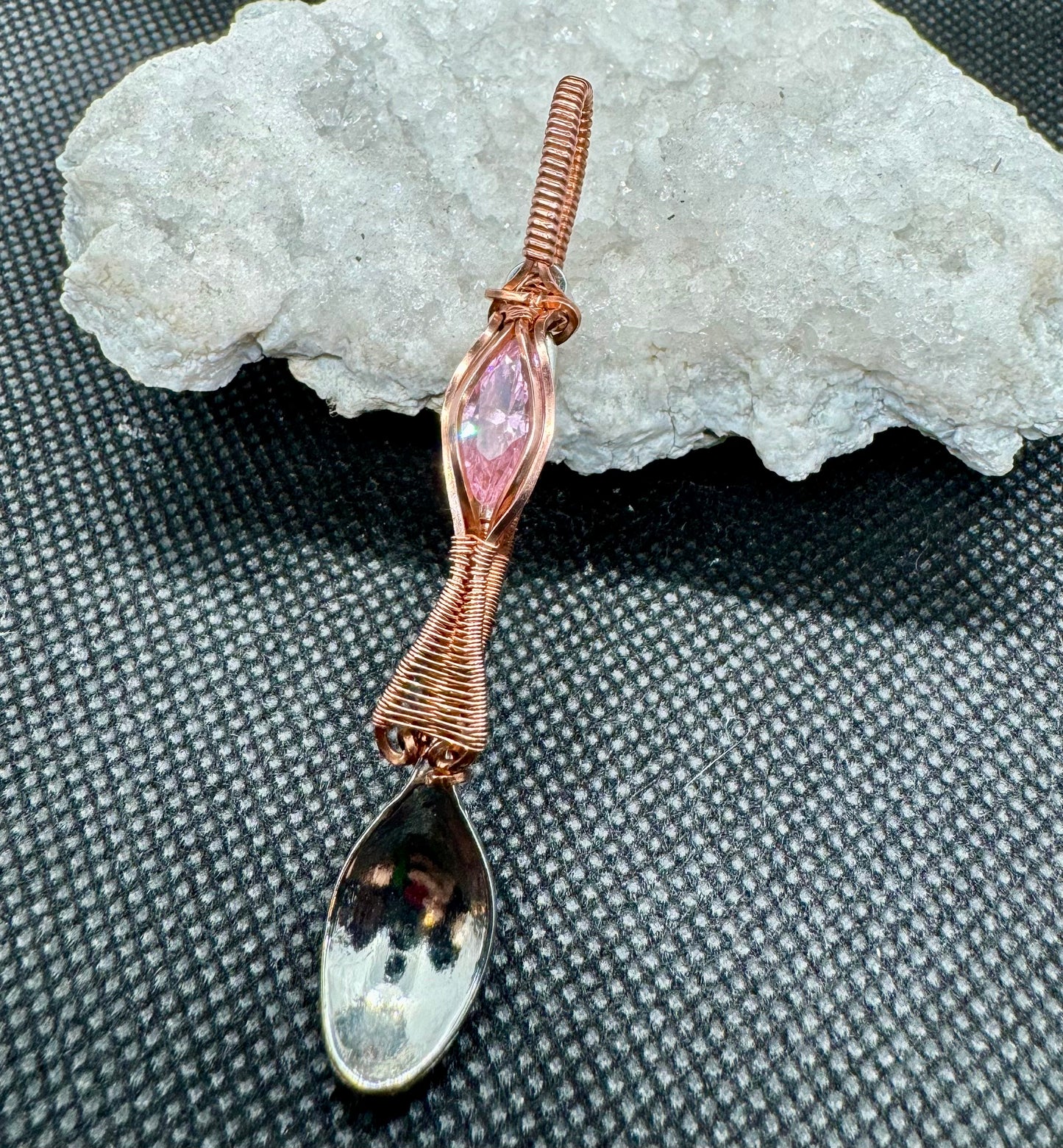 Pink Cubic Zircona Spoon Pendent