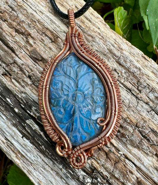 Carved Labradorite in Copper