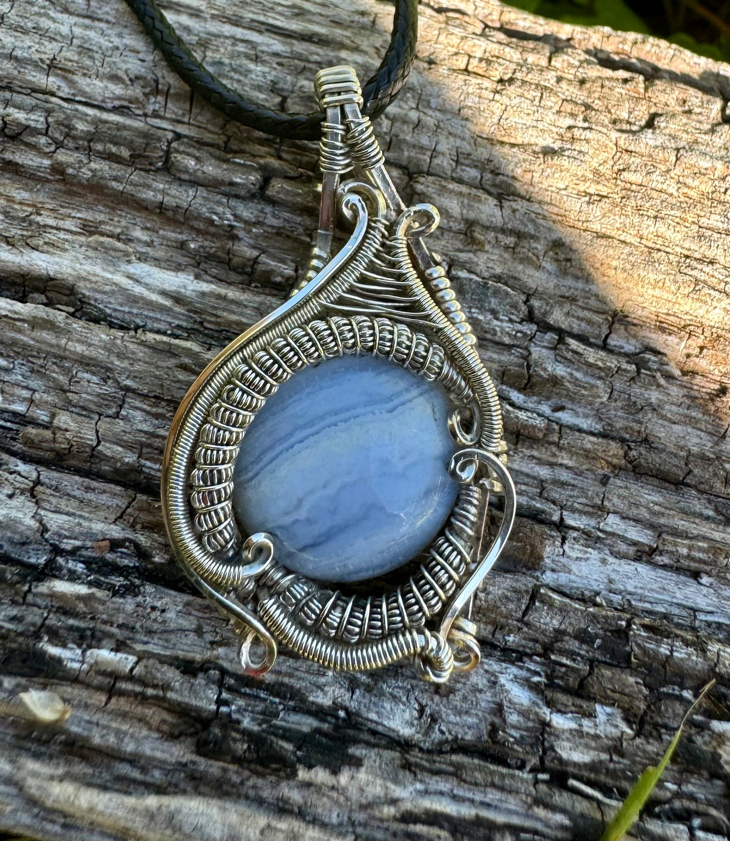 Blue Lace Agate in Silver