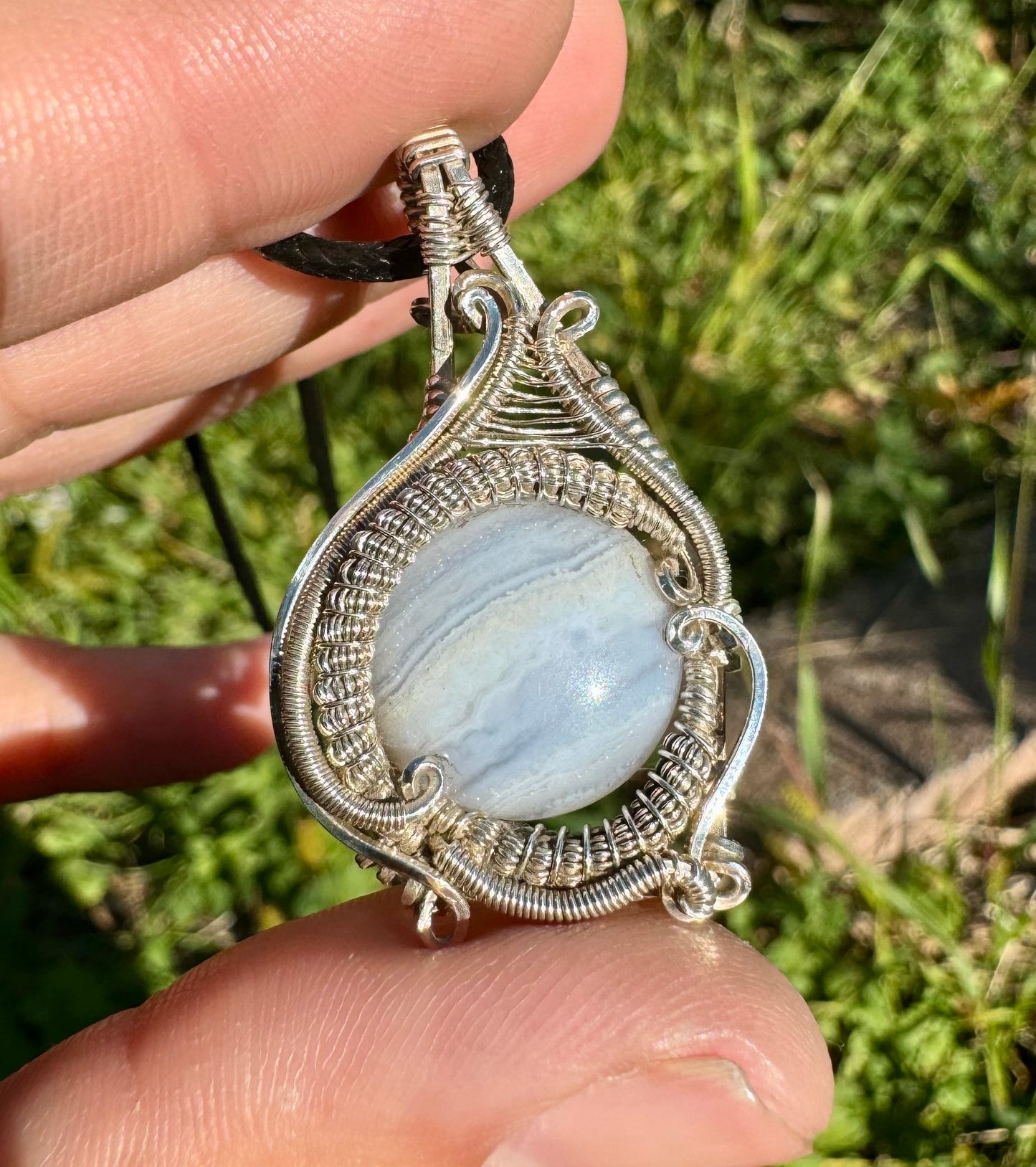 Blue Lace Agate in Silver